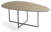 Tavolino in metallo con piano in vetro bronzo e base nera GINNI 90