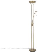 Lampada da terra moderna bronzo con lampada da lettura incl. LED dimmerabile a luce calda - Diva