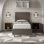 Letto singolo contenitore imbottito 80x200 similpelle cappuccino Sunny