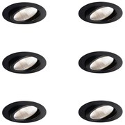 Set di 6 faretti da incasso neri 9,5 cm con LED 1300 lm dimmerabili IP23 - Gaius