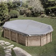Copertura invernale per piscina ovale GRE in pvc grigio 591 x 405 cm