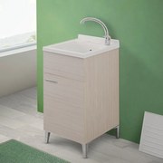 Mobile lavatoio larice 45x50 cm vasca in resina capiente con asse