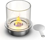 Bruciatore tondo con vetro per camino a bioetanolo biocamino inox 3 lt d.30