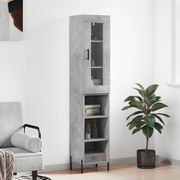 Credenza grigio cemento 34,5x34x180 cm in legno multistrato