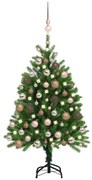 Albero di Natale Preilluminato con Palline Verde, Albero di Natale Preilluminato con Palline Verde 120 cm