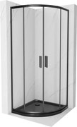 Mexen Rio cabina doccia semicircolare 80 x 80 cm, trasparente, nera + piatto doccia Flat, nero - 863-080-080-70-00-4170B
