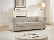 Divano 3 posti in Velluto Beige - CHESTERFIELD