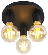 Plafoniera moderna nera incl 3 lampadine smart E27 G95 - FACIL