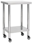 Tavolo Da Lavoro Cucina Con Ruote 60x60x85 Cm İn Acciaio Inox /