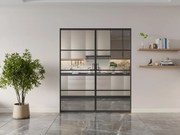 Porta scorrevole doppia con sistema a incasso 2xH205xL93 cm Alluminio e Vetro temperato trasparente - SINCA II
