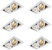 Set di 6 Faretti da Incasso Bianchi AR111 Orientabili a 2 Luci - Oneon