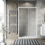 Porta doccia scorrevole Record L 101 x H 195cm, Sp. 6 mm in vetro smerigliato profilo bianco