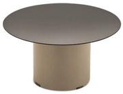 Tavolino tondo WAYLON 60 con base in metallo Beige e piano in vetro Fumč