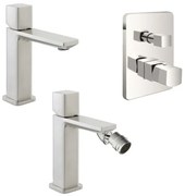 Set di rubinetti lavabo bidet e doccia in ottone color nichel Lotus