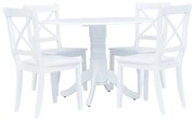 Set da pranzo 5 pz in legno massello di hevea bianco