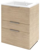 Mobile sottolavabo e lavabo Neo rovere naturale L 60 x H 50 x P 60 cm 1 vasca 3 cassetti