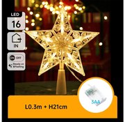 Aigostar - Stella LED per decorazione natalizia, 16 LED, 3xAA, bianco caldo