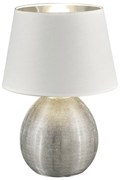 Lampada da tavolo bianca in ceramica e tessuto, altezza 35 cm Luxor - Trio