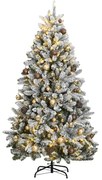 Albero Natale Incernierato con LED e Palline, Albero Natale Incernierato con 300 LED e Palline 240 cm