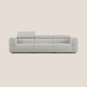 Giotto Divano modulare a 3 sedute con opzione relax elettrico in microfibra effetto velluto impermeabile T09 panna