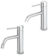 Set rubinetti lavabo e bidet in acciaio inox con scarico incluso Nuego