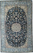 Kashan Tappeto 220 x 360 Blu (Iran) Annodato A Mano