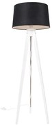 Moderno treppiede bianco con paralume in lino nero 45 cm - Tripod Classic