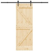 Porta Scorrevole Con Set Hardware 70x210 Cm Legno Massello Pino /