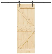Porta Scorrevole Con Set Hardware 70x210 Cm Legno Massello Pino /