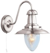 Applique Classica Fisher Man Acciaio Argento Vetro 1 Luce E27