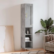 Credenza grigio cemento 34,5x34x180 cm in legno multistrato