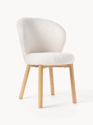 Sedia imbottita in teddy con gambe in legno di frassino Serena