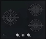 Candy New Timeless CSG63B4PB, Piano cottura in vetro a gas, 3 anelli, 60 cm, gas naturale adattabile a gas butano, 7,7 KW, 3 griglie lavabili in