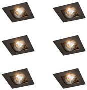 Set di 6 faretti da incasso quadrati neri orientabili - Artemis