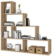 Libreria In Legno Design Moderno Rovere Chiara 145x29xH145 Cm Mensole A Scala