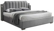 Letto con contenitore 160 x 200 cm con testata letto curva Velluto Grigio  - TEOMIS