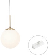 Lampada a sospensione Art Déco oro con vetro opale incl. adattatore binario bianco monofase - Iconic Flore
