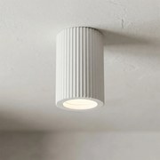 Plafoniera Cilindrica Ø70x110mm GU10 in Gesso Rigato Pitturabile