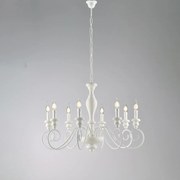 Lampadario Shabby Chic Cascina Bianco 8 Luci E14