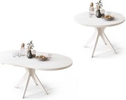 RENZO Bianco – TAVOLO ROTONDO Ø110 ESTENSIBILE FINO A 180 cm | PER CUCINA, SALA DA PRANZO, SOGGIORNO STILE RETRO