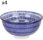 Set 4 coppette righe blu porcellana Hanami