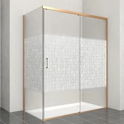 Porta doccia scorrevole Jazz L 160 x H 200cm, Sp. 6 mm in vetro smerigliato profilo dorato