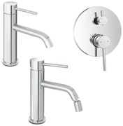 Set rubinetti lavabo bidet e doccia a due vie in acciaio inox Nuego