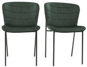 Sedie design in velluto verde scuro e metallo nero (set di 2) SAIGA