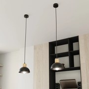 Lampada a Sospensione in Acciaio e Legno SECO 1 E27 Nero