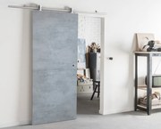 Porta scorrevole Cemento in mdf grigio, L 92.5 x H 211.5 cm, con binario Ermes Reversibile