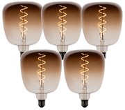 Set di 5 lampadine LED E27 dimmerabili G140 marroni 4,9W 110 lm 1800K