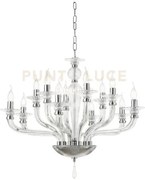Lampadario villa vetro e metallo 12 luci trasparente e cromo attacc...