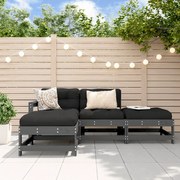 Set divani da giardino 4pz con cuscini in legno massello grigio