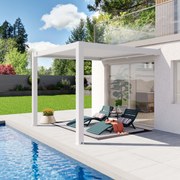 PRIMEYARD Pergola addossata in bianco 3x3 m, con tetto a lamelle in bianco - (400142)